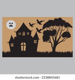  halloween background, house in the forest