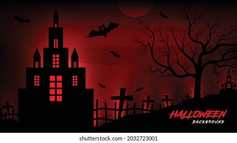 Halloween Background with Hunted House