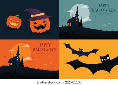 Halloween background - icon flat designs