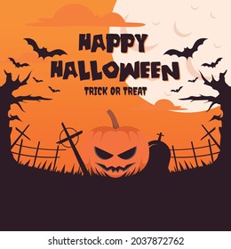 halloween background illustration in flat design