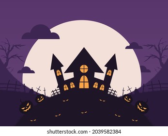 halloween background illustration in flat design