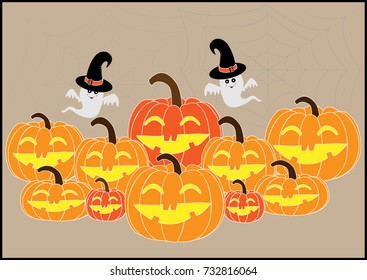 Halloween background. - Illustration, Holiday - Event, Pumpkin, Trick Or Treat