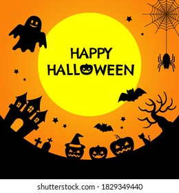 
Halloween background illustration shining orange (square)