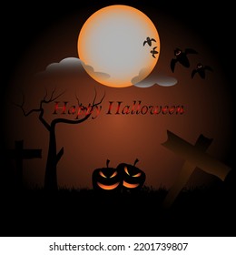 Halloween background image, Halloween scene design, vector image design.