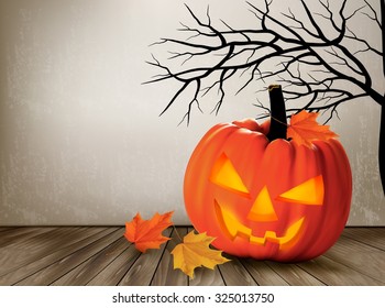 Halloween background with a Jack 'O Lantern. Vector.