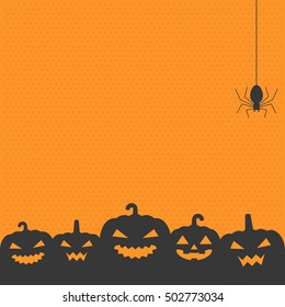 Halloween background with jack o lantern pumpkin, cobweb and spider, design in vintage style for poster, invitation  or greeting card