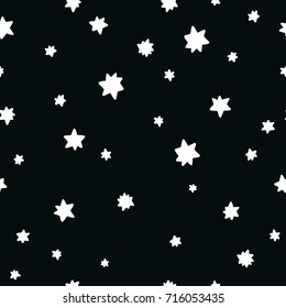 Halloween background, kids seamless patterns. Vector scrapbook paper with stars. Black and white