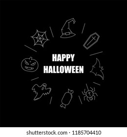 Halloween background from line icon. Linear vector pattern. Vector illustration	