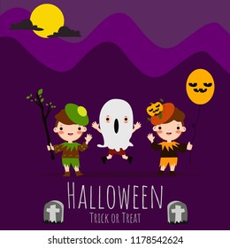 Halloween background with lovely costumes