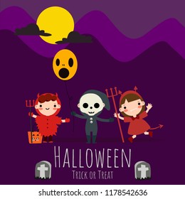 Halloween background with lovely costumes