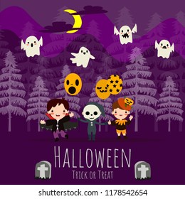 Halloween background with lovely costumes