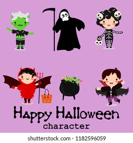 Halloween background with lovely costumes