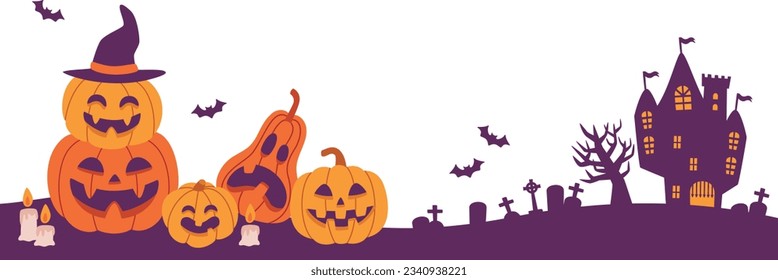 Halloween background material, jack-o-lantern, castle silhouette	