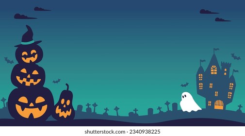 Halloween background material, jack-o-lantern, castle silhouette
