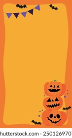 Halloween background material. There are jack-o'-lanterns and bats.