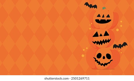 Halloween background material. There are jack-o'-lanterns and bats.