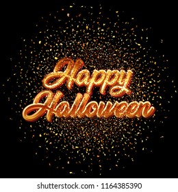 Halloween background with metallic text on glitter confetti design