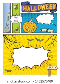 Halloween background , mock up comic book with empty speech bubbles