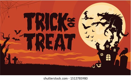 Halloween Background with Monster werewolf  Vector