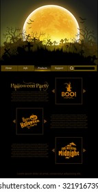 Halloween background with moon and graveyard