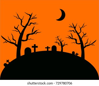 Halloween background with the Moon, Vector