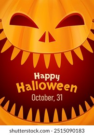 Halloween background with orange pumpkin. Party invitation. 