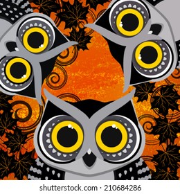 halloween background with owls.