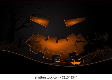 Halloween background in paper cut style