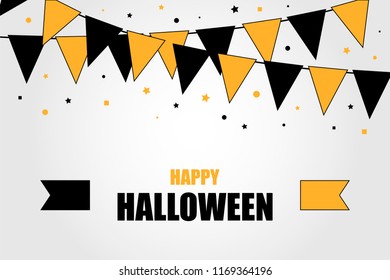 Halloween background with paper garland . Vector illustartion