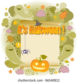 halloween background, paper scroll  and ghost