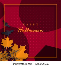 Halloween background. Paper style. Flyer or invitation template for Halloween party