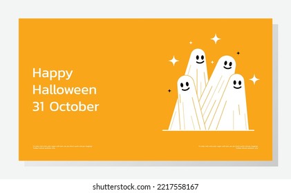 Halloween background or party invitation with yellow color. Editable eps 10. 