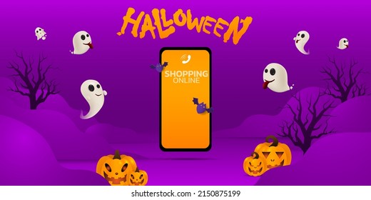 Halloween background For a party 
 and sale on Halloween night.Happy Halloween banner.