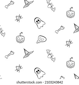 Halloween background pattern . lineart vector illustratiion