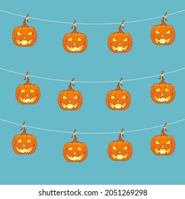 Patrón de fondo de Halloween. Jack de calabaza o patrón de fantasma blanco farolillo. Ilustraciones de invitación de fiesta de vacaciones diseño vectorial.