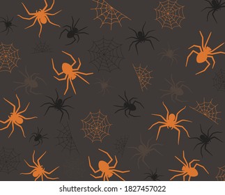 Halloween background pattern with spiders