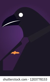 Halloween background Poster : Crow in Suit and necktie with copy space.