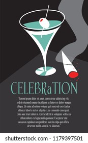 Halloween background Poster. Martini and cigar on the table. vector illustration, design, art.