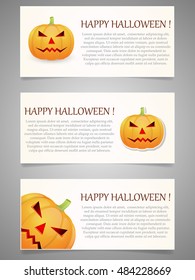 Halloween background with pumpkin. Banner set. Vector illustration.