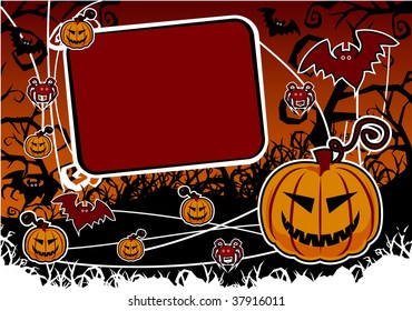 Halloween background with pumpkin and bat