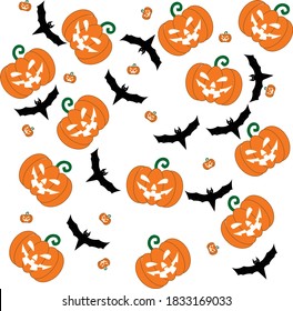 halloween background pumpkin bat vector