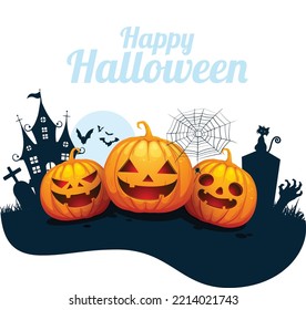 halloween background with pumpkin and bats
