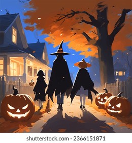 halloween background with pumpkin and bats