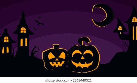 halloween background with pumpkin and bats
