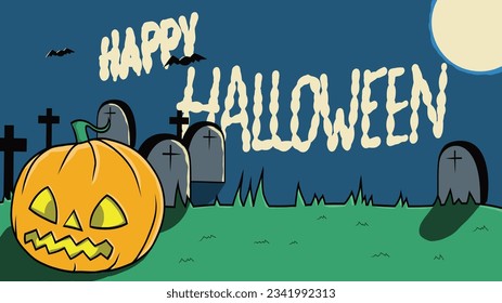 Halloween background with pumpkin and bats,Banner,Gift Card