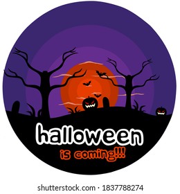 Halloween background with pumpkin in creepy moonlight