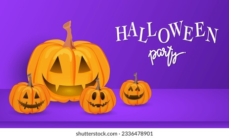 Halloween background with pumpkin in Halloween day for content online or web, banner and template , Flat cartoon flat style. illustration Vector EPS 10