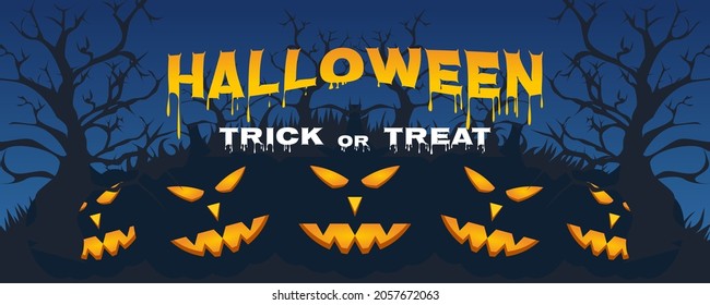 Halloween background with pumpkin elements and tree silhouette