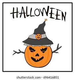 Halloween background with pumpkin. Flyer, layout, template for design. Vector illustration for your holiday.