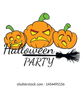 Halloween background, pumpkin. Greeting card for party and sale. Autumn holidays. Hand drawn lettering Halloween.